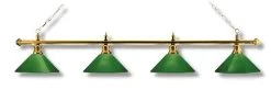 Billardlampe, Messingfarben Mit Vier Grünen Schirmen, 180 Cm