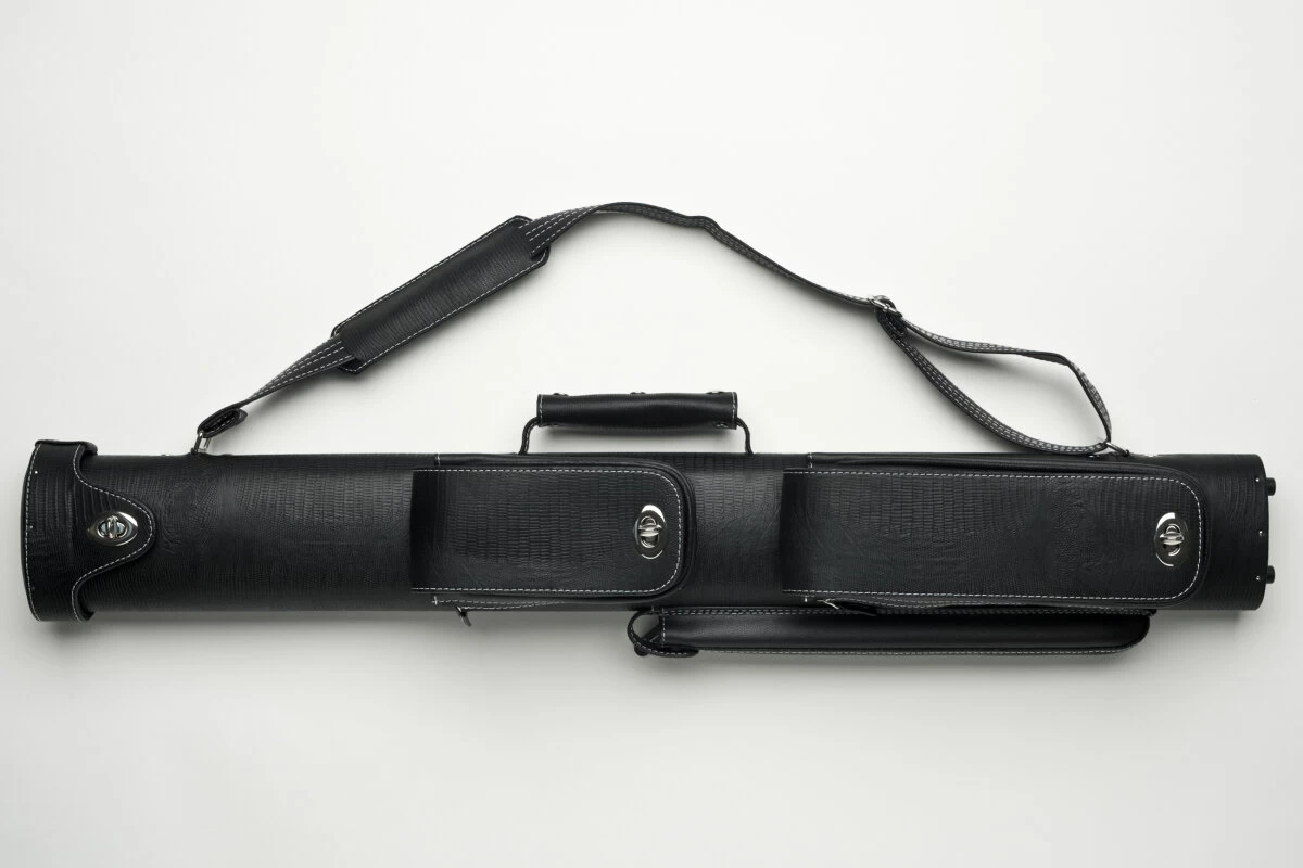 Cuel Billard-Köcher „Hustler Black“ 2/2 Für Pool-Billard-Queues, Schwarz, Aus Feinem Kunstleder, Mit Drei Seitentaschen Für Billardzubehör – Bild 2