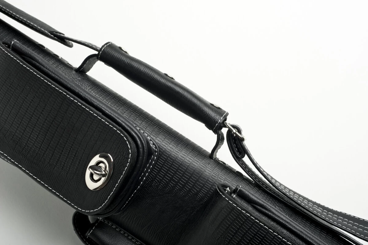 Cuel Billard-Köcher „Hustler Black“ 2/2 Für Pool-Billard-Queues, Schwarz, Aus Feinem Kunstleder, Mit Drei Seitentaschen Für Billardzubehör – Bild 4