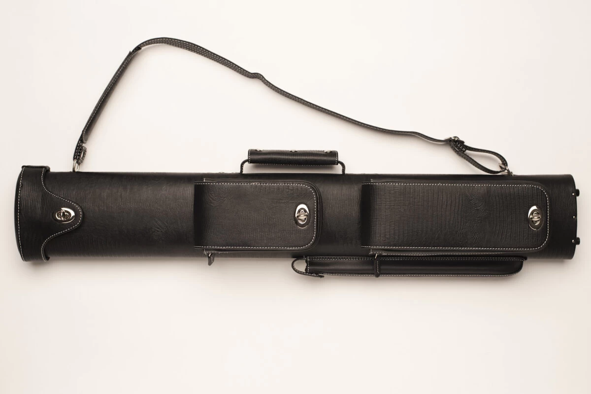 Cuel Billard-Köcher „Hustler Black 2/4“ Für Pool-Billard-Queues, Schwarz, Aus Feinem Kunstleder, Mit Drei Seitentaschen Für Billardzubehör – Bild 2