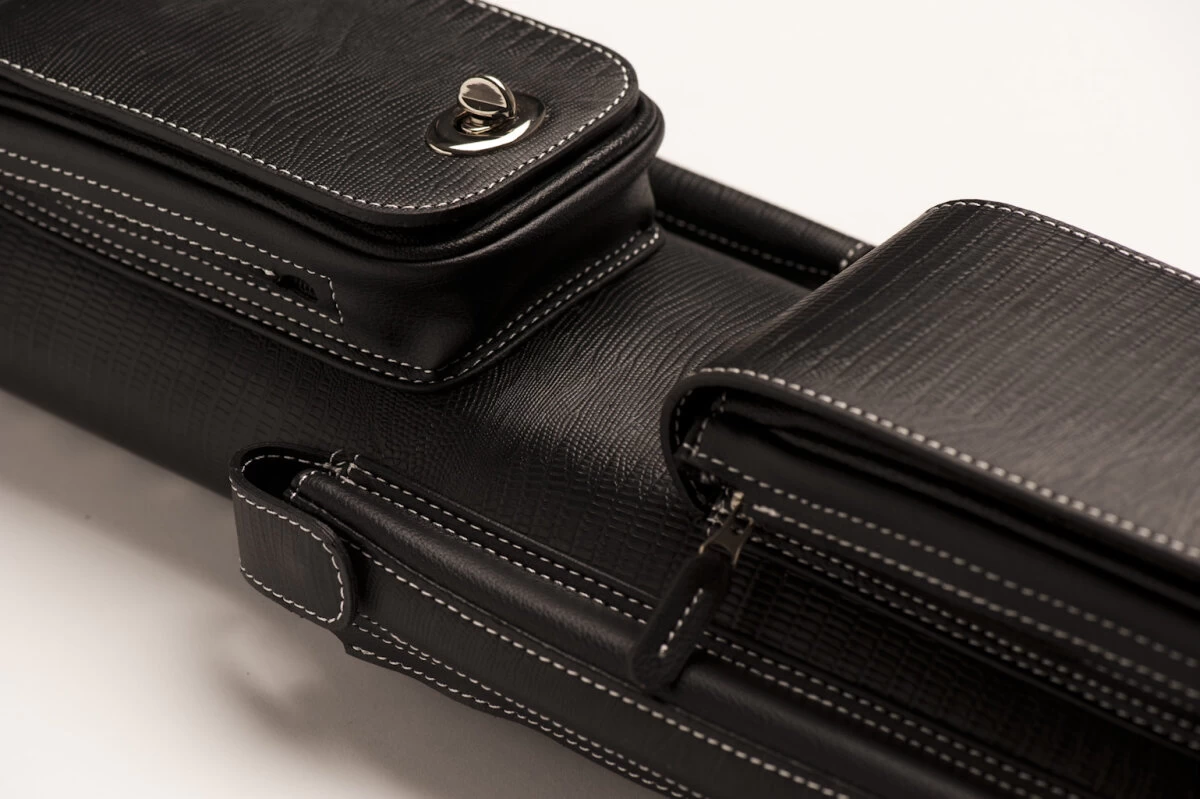 Cuel Billard-Köcher „Hustler Black 2/4“ Für Pool-Billard-Queues, Schwarz, Aus Feinem Kunstleder, Mit Drei Seitentaschen Für Billardzubehör – Bild 3