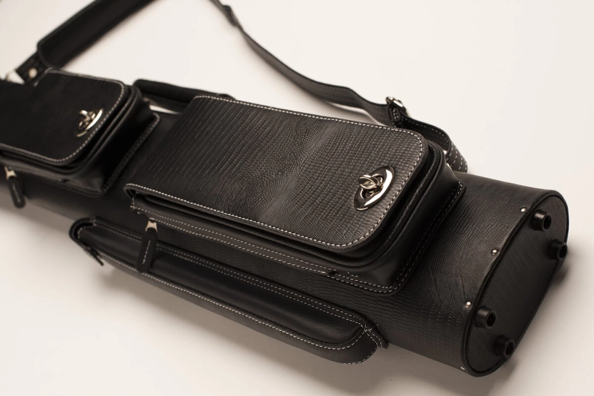 Cuel Billard-Köcher „Hustler Black 2/4“ Für Pool-Billard-Queues, Schwarz, Aus Feinem Kunstleder, Mit Drei Seitentaschen Für Billardzubehör – Bild 6