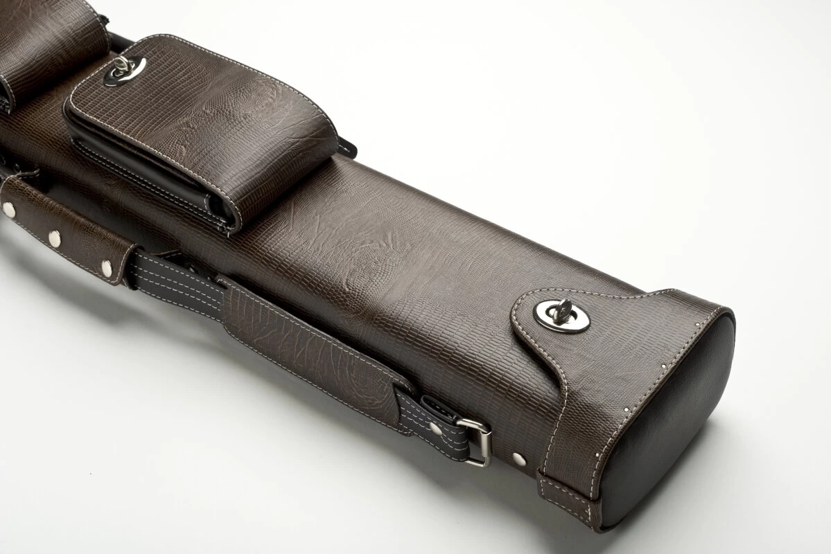 CUEL Billard-Köcher „Hustler Brown“ 3/5 Für Pool-Billard-Queues, Braun, Aus Feinem Kunstleder, Mit Drei Seitentaschen Für Billardzubehör