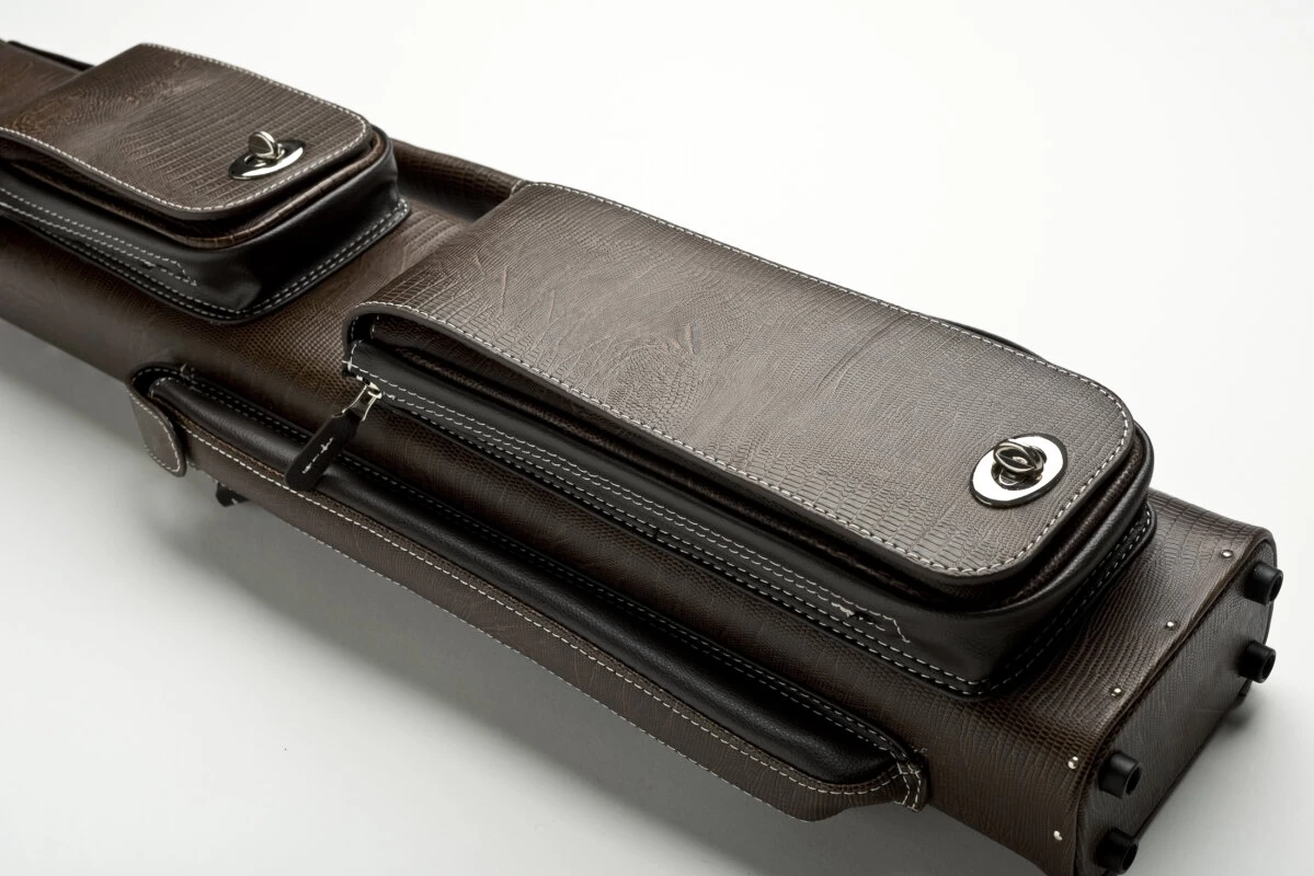 CUEL Billard-Köcher „Hustler Brown“ 3/5 Für Pool-Billard-Queues, Braun, Aus Feinem Kunstleder, Mit Drei Seitentaschen Für Billardzubehör – Bild 4