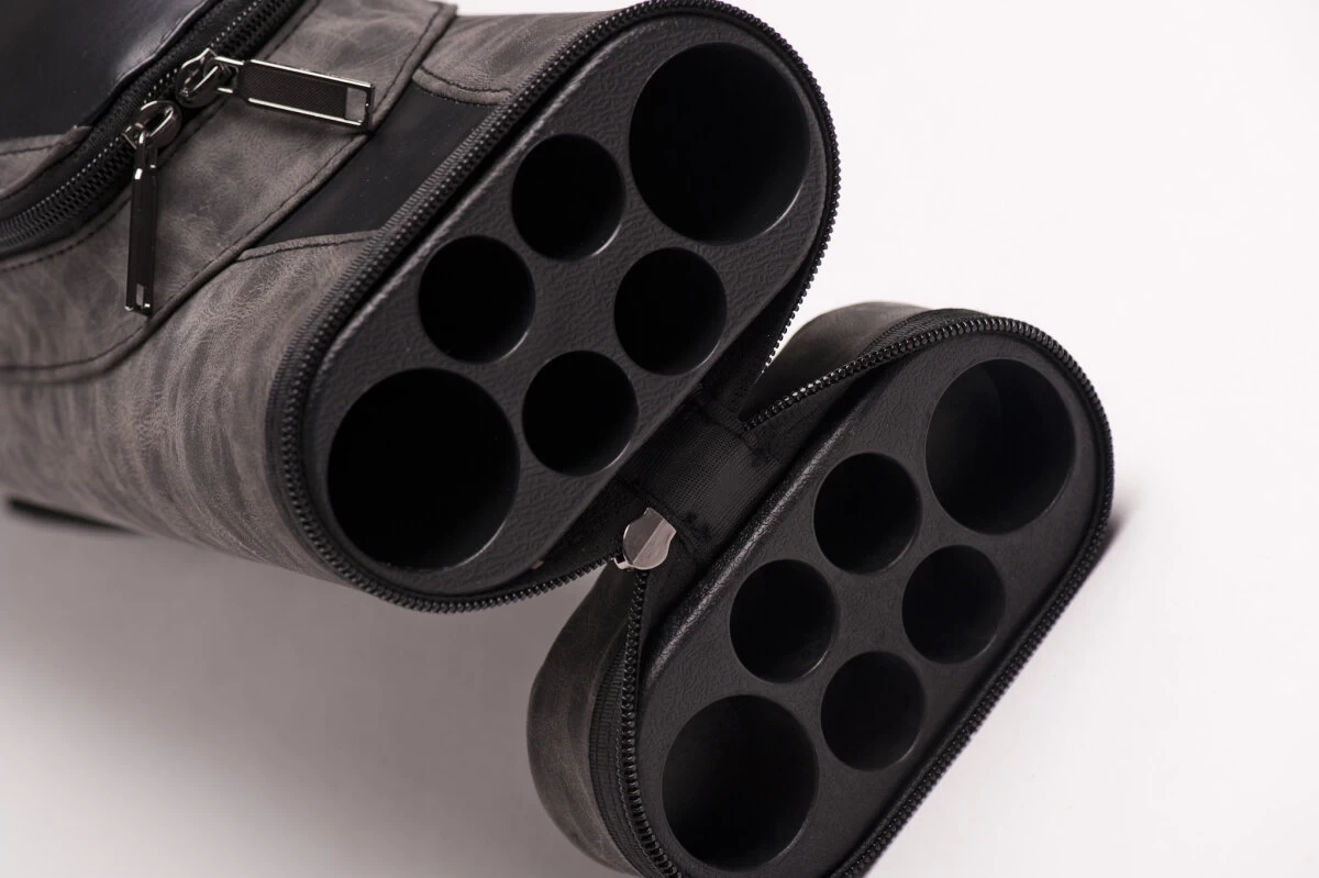 CUEL Billard-Köcher Suede Black 2/4 Für Pool-Billard-Queues, Aus Kunst-Wildleder, Mit Schultergurt, Tragegriff Und Zwei Seitentaschen Für Billardzubehör – Bild 4