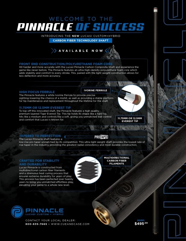 Lucasi Pinnacle LPXS Karbon-Oberteil Für Pool-Billard-Queues, 12,5mm, Versch. Gewinde – Bild 6