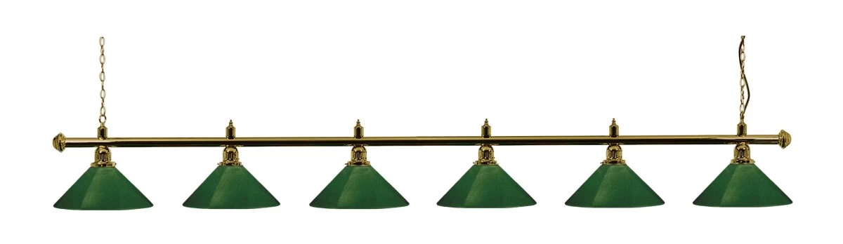 Snookerlampe, Messingfarben Mit Sechs GrĂĽnen Schirmen, 290 Cm